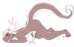anthro cum cumshot dragon ejaculation erection heart horn humanoid_penis male masturbation nude open_mouth orgasm penis redpixie smile solo