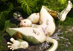 3d_(artwork) 5_toes abruna_(character) ahe_gao anklet anthro bodily_fluids body_writing breasts claws crocodilian cum cum_covered cum_in_mouth cum_in_vagina cum_inside cum_on_breasts cum_on_face cum_on_feet darkflash23 digit_ring digital_media_(artwork) eyebrow_piercing facial_piercing feet female forest genital_fluids gold_(metal) hi_res jewelry jungle looking_pleasured lying messy nipple_piercing nipples on_back piercing plant reptile ring scalie soles solo spread_legs spread_toes spreading tally_marks toe_claws toe_ring toes torc tree yellow_eyes