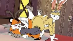 1femboy 1futa 2-ban_(artist) 3d 3d_model animal_ears big_ass big_balls big_penis big_thighs blue_eyes blush blush_lines bunny bunny_boy bunny_ears bunny_ears_headband bunny_tail erect_penis femboy femboy_on_futa futanari gala_the_bunny_(2-ban) glasses_on_head gloves grey_eyes looking_at_viewer naked_male oc orange_fur original_character original_characters penetration screen_shake sex_on_bed sound star star_(symbol) star_glasses striped_body striped_fur stripes tagme taiga_stripes_(2-ban) tiger tiger_ears tiger_girl tiger_print tiger_stripes tiger_tail video yellow_fur