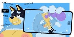 2026 3_toes 4_fingers absurd_res anal anal_beads anal_beads_in_ass anal_penetration anthro australian_cattle_dog autofellatio bandit_heeler big_butt bite biting_lip black_nose blue_body blue_eyebrows blue_fur blue_markings bluey_(series) bodily_fluids butt canid canine canis cattledog cellphone cum cum_in_mouth cum_in_own_mouth cum_in_self cum_inside dialogue digital_drawing_(artwork) digital_media_(artwork) disney domestic_dog electronics english_description english_text eyebrows feet fingers fur genital_fluids gloves_(marking) half-closed_eyes herding_dog hi_res holding_cellphone holding_object holding_phone itsme_hilo leg_markings looking_pleasured male mammal markings masturbation mature_male moon narrowed_eyes nipples object_in_ass oral oral_masturbation pastoral_dog penetration penile penile_masturbation phone pink_nipples purple_anal_beads question_mark sex_toy sex_toy_in_ass sex_toy_insertion socks_(marking) solo text thick_thighs toes
