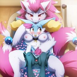 1:1 2023 3_toes animal_genitalia anthro anthro_on_anthro areola balls bath bathroom bathtub biped black_balls black_body black_collar black_fur blue_body blue_ears blue_fur blush braixen breasts canid canine collar collar_only darkmirage detailed_background digital_media_(artwork) duo ear_piercing ear_ring fan_character fangs feet female floor fox fur generation_5_pokemon generation_6_pokemon genitals hair head_between_breasts heart_symbol hi_res in_bathtub inner_ear_fluff interspecies koru_(braixenchu) larger_female looking_away male male/female mammal medallion multicolored_body multicolored_fur multicolored_hair nintendo nipples nude nude_anthro nude_female nude_male partially_submerged penis penis_tip piercing pink_areola pink_body pink_eyes pink_fingers pink_fur pink_hair pink_inner_ear pink_nipples pokemon pokemon_(species) red_blush red_penis ring_piercing sheath size_difference smaller_male snout tan_eyes tan_inner_ear_fluff tan_nose teeth tile tile_floor toes towel tuft two_tone_hair viewed_from_above water white_body white_fur white_hair zoroark