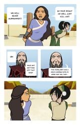 johndoe54321 avatar_the_last_airbender katara toph_bei_fong prisoner tied_up helpless helpless_female outside outdoors comic comic_page manga manga_page text text_bubble english_text petite petite_body petite_female choker fire_nation skinny skinny_female 2girls 1boy captured size_difference age_difference scared scared_expression angry angry_face brown_hair mountain speech_bubble