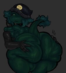 nia_(disumisu2) disumisu2 anonymous_male gray_skin black_beanie shocked shocked_expression grabbing_ass groping groping_ass embrace embracing axolotl axolotl_girl tail motion_lines sweat sweaty sweating white_pupils 3: duo 1boy 1girls 1boy1girl