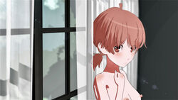 3d ahoge breasts brown_eyes female koito_yuu looking_at_viewer nipple psychoviolence window yagate_kimi_ni_naru