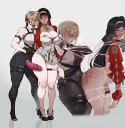 2d 2girls anger_vein ass ass_ripple astra_yao big_ass big_breasts big_dildo black_hair blonde_hair blush bondage bound bound_arms breasts bulge cleavage commentary covered_mouth deep_penetration dildo dildo_in_pussy drooling earrings english_commentary english_text evelyn_chevalier female female_on_female female_only female_penetrating_female femdom femsub free_form from_behind gag gagged garrote hairband hand_on_own_hip handprint hi_res high_resolution highres hoyoverse jewelry large_ass large_breasts lesbian_sex light-skinned_female light_skin long_hair mihoyo mouth_covered mouth_gag multiple_girls nose_blush pink_strap-on plap punishment pussy red_eyes rolling_eyes rough_sex runny_nose sex sex_toy slap_mark snot spank_marks spanked spanking spanking_ass speech_bubble standing standing_doggy_style standing_sex stars_of_lyra stomach_bulge strap-on strapon stress_relief text text_bubble thiccwithaq thick_thighs thought_bubble tight_clothing toned_female white_hairband yuri zenless_zone_zero