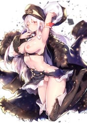 boots breasts girls'_frontline heels kar98k_(girls_frontline) pussy shennai_misha thigh_boots torn_clothes white_hair