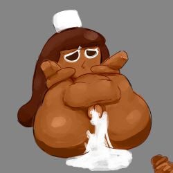 cookie_run cookie_run_kingdom cookie_run_ovenbreak cocoa_cookie glob_theglob 1girls 1boy male/female after_sex after_vaginal cum cum_in_pussy completely_nude_female hat hat_only on_back legs_up arms_around_legs idk_what_to_tag_it unseen_male
