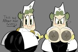 nickelodeon my_life_as_a_teenage_robot vexus queen_vexus vexus_vee chubby chubby_female female female_only nurse nurse_uniform gray_background simple_background self_upload weird00d thick_thighs thick_ass thick thick_hips fat_ass fat_female robot robot_girl big_areola cellulite big_ass 1girl belly lipstick green_hair green_eyes