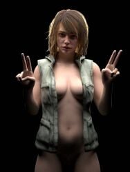 2023 3d barely_clothed cheryl_mason dbd dead_by_daylight half-dressed heather_mason konami peace_sign silent_hill silent_hill_3