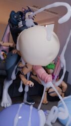 3d_(artwork) absurd_res alex_(mrmeatlovers) animal_genitalia animal_penis anthro balls big_balls big_breasts big_penis blender_(artwork) blue_eyes blue_hair bodily_fluids breasts clothing crop_top cum cum_from_mouth cum_in_mouth cum_inflation cum_inside cum_through digital_media_(artwork) digitigrade equine_genitalia equine_penis excessive_cum excessive_genital_fluids felid fur futa_on_male genital_fluids genitals group gynomorph hair hi_res huge_balls huge_penis hyper hyper_balls hyper_genitalia hyper_penis inflation intersex intersex/male julia_(mrmeatlovers) male male_penetrated mammal mrmeatlovers orange_body orange_fur pantherine penetration penis shirt stripes tail tiger topwear trio vein veiny_penis