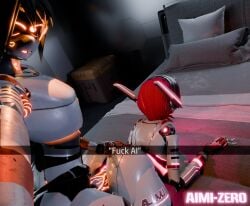 3d_(artwork) a.c.e_(aimizer0) a.i.m.i_(aimizer0) aimizer0 bed big_breasts big_butt big_penis black_hair blender_(artwork) body_writing breasts butt butt_grab camera digital_media_(artwork) doggystyle duo female femboy femboy_penetrating from_behind_position furniture genitals glowing glowing_genitalia hair hand_on_butt hi_res holding_camera holding_object humanoid machine male male/female not_furry penetration penis pink_hair robot robot_humanoid sex thick_thighs vaginal vaginal_penetration watermark