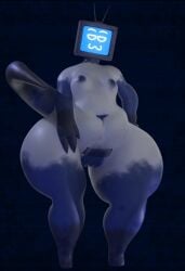 3d_(artwork) :3 andromorph bacility barcode barcode_tattoo beep_(bacility) big_butt blender_(artwork) blue_arms blue_background blue_legs butt digital_media_(artwork) electronics female female_only for_a_head gradient_arms gradient_body gradient_legs gradient_tail hi_res humanoid intersex object_head screen screen_face screen_head simple_background slightly_chubby solo standing tagme tail tapering_tail tattoo television tv_head tv_head_robot