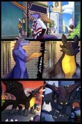 4nikonio4 animal_genitalia anthro antlers bag black_body black_scales blue_body blue_scales canid canine canis claws clothing cloud comic crocodilian dragon dreamworks electronics english_text european_mythology feral fur fury_(httyd) genital_slit genitals group hair hi_res horn how_to_train_your_dragon human joe_(toaocj) lagomorph leporid male mammal mythological_creature mythological_scalie mythology night_fury nude phone pink_body pink_fur rabbit reptile scales scalie sharp_teeth snout street street_lamp teeth text transformation volt_(tehdragonborn) wanted_poster western_dragon white_body white_fur wings wolf yellow_eyes yellow_sclera