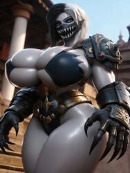 1girl 1woman 3d ai_generated big_ass big_breasts black_armor black_eyes black_hair carcharodons chapter_master female female_only female_space_marine gold_armor grey_armor grey_body grey_skin half_mask masked_female power_armor_(warhammer) ravenomega sexy_body sexy_female sexy_woman shark short_hair tyberos voluptuous voluptuous_body voluptuous_female warhammer_(franchise) warhammer_40k warhammer_community white_hair