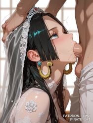 1boy1girl ai_generated blowjob boa_hancock dick female head_grab love male one_piece pirate_cat sex side_view sucking sucking_penis wedding_dress wedding_veil