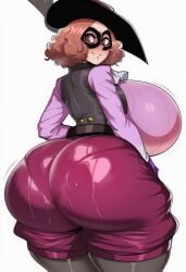 persona persona_5 persona_5_royal ai_generated novelai massive_ass curvy_figure curvy_body okumura_haru haru_okumura massive_breasts large_ass large_breasts looking_back hands_on_thighs thick_thighs ass_bigger_than_head wearing_hat smiling