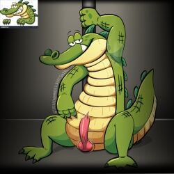 absurd_res alligator alligatorid anatomically_correct anatomically_correct_genitalia anatomically_correct_penis anthro armpit_fetish armpit_musk bedroom_eyes crocodile crocodilian erection genitals half-closed_eyes hi_res male musk musky_armpit narrowed_eyes penis raised_arm reptile scalie seductive sitting solo srirachamander stock_image toony