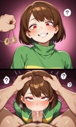 ai ai-created ai_generated arrogant arrogant_female blowjob chara defeated defeated_villainess deserved_rape facefuck femsub hypnosis instant_loss_2koma mind_control pendulum question_mark rape undertale undertale_(series)