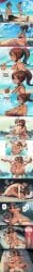 tillian ai_generated danganronpa asahina_aoi naegi_makoto 1girl 1boy swimsuit beach outdoors brown_hair smile bikini day breasts male_swimwear short_hair ponytail blush english_text speech_bubble umbrella sandals cleavage navel food popsicle solo cooler large_breasts blue_eyes sitting patreon_username sky hair_ornament hairclip looking_at_viewer dark_skin darkskinned_female yellow_bikini tongue nipples handjob hetero penis nude cum water ejaculation tongue_out uncensored long_hair sex folded full_nelson vaginal completely_nude pussy barefoot after_sex after_vaginal cum_in_pussy cumdrip sex_from_behind pillow ass prone_bone ahoge pussy_juice straddling girl_on_top reverse_cowgirl_position internal_cumshot open_mouth afterglow spread_legs