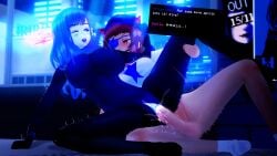 1girl 1girl1futa 1girls 3d bed bedroom big_breasts big_penis blue_hair blush bottomless breasts clenched_teeth dialogue dialogue_box female futanari gritted_teeth gritting_teeth kira_miki koikatsu leg_grab leg_up light-skinned_futa light_skin long_hair open_mouth pale-skinned_female pale_skin penis red_hair rough_sex spiritofrei stella_hoshii text va-11_hall-a vaginal vaginal_penetration vaginal_sex