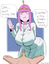 vance_lewds adventure_time princess_bubblegum finn_the_human small_penis small_dick pov showing_penis big_breasts thick_thighs thick_ass thick_hips thick_butt pink_hair pink_body 1girls voluptuous voluptuous_female clothing