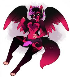 anthro breasts canine clothing dildo feathered_wings feathers female fox legwear mammal nipples polarlights sex_toy solo stockings strapon wings