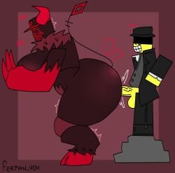 1boy 1boy1girl 1girl 1girl1boy 1girls 2d 2d_(artwork) 2d_artwork art_trade artist_name ass big_ass big_boobs big_breasts big_butt big_female big_thighs blocky_body boobs breasts butt buttocks claws clothed clothed_male clothes cock dark-skinned_female dark_skin decided demon demon_girl demon_horns demon_tail dick ferman forsaken_(roblox) fucking furry furry_female giant_female grin growl growling guest_666 guest_666_(forsaken) hat hooves horn horns horny_female large_female mafioso mafioso_(forsaken) moan moaning moaning_in_pleasure moans monster monster_girl penis penis_out plap plapping red_hands roblox roblox_game robloxian rock sex sexual_intercourse sharp_claws sharp_fingernails sharp_nails sharp_teeth side_view size_difference suit suit_and_tie teeth teeth_clenched teeth_showing thick thick_thighs thighs vein veins veiny_penis voluptuous voluptuous_body voluptuous_female yellow_body yellow_skin
