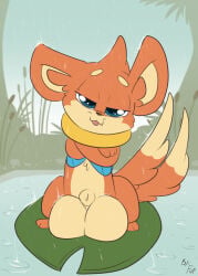 2018 2_tails animal_genitalia anthro balls big_balls biped black_nose blep buizel countershade_face countershade_fur countershade_torso countershading crossed_arms day dipstick_tail eyebrows front_view fuf fur furry generation_4_pokemon generation_5_pokemon genitals half-closed_eyes head_tuft hi_res huge_balls hybrid hyper hyper_balls hyper_genitalia lily_pad looking_at_viewer male markings minccino multi_tail multicolored_body multicolored_fur narrowed_eyes nintendo orange_body orange_fur outside plant pokemon pokemon_(species) raining sheath solo standing tail tail_markings tan_body tan_countershading tan_fur tan_markings tongue tongue_out tuft two_tone_body two_tone_fur water