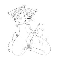 2026 anal anal_fluids anal_penetration anthro balls bdsm bikabe3m blush bodily_fluids bondage bound cat_tail cum cum_on_leg cumshot digital_media_(artwork) domestic_cat ear_tuft ears_down ejaculation erection felid feline felis fur genital_fluids genitals hair hands_behind_back humanoid_genitalia humanoid_penis inner_ear_fluff looking_up male mammal monochrome nervous nervous_sweat nude object_in_ass on_ground one_eye_closed open_mouth penetration penis pivoted_ears rope sex_toy sex_toy_in_ass sex_toy_insertion simple_background sitting sitting_on_ground solo spiral spiral_eyes sweat sweatdrop tail tears tears_of_pleasure tuft vibrator vibrator_in_ass whiskers white_body white_fur