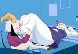 2023 2_horns 3_toes alternate_version_at_source anthro barefoot bed bedroom blue_wall blush boss_monster_(undertale) bottomless bovid breasts butt caprine claws clothed clothing countershade_feet countershading digital_drawing_(artwork) digital_media_(artwork) duo feet feet_fetish feet_focus female foot foot_fetish foot_focus foot_grab foot_play foot_rub fur furby_(twistedfurby) furniture furry goat grin hair heart_symbol hi_res hindpaw hooves horn humanoid_feet larger_female looking_pleasured lying lying_on_bed male male/female mammal massage mature_anthro mature_female on_back on_bed open_mouth open_smile paws pink_nose plantigrade relaxed_expression relaxing shaded sitting size_difference smaller_male smile soles tail tail_motion tailwag teeth toe_claws toe_grab toes tongue toriel twistedfurby undertale undertale_(series) white_body white_fur