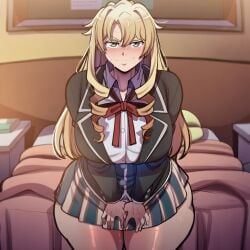 my_teen_romantic_comedy_snafu miura_yumiko 1girls breasts huge_breasts thick thick_thighs thick_hips voluptuous voluptuous_female voluptuous_body curvy curvy_figure curvaceous curvy_female curvy_body curvy_hips curvaceous_figure curvaceous_female wide_hips wide_thighs looking_at_viewer smile smiling smiling_at_viewer sweat sweatdrop bed bedroom indoors seductive seductive_look seductive_smile seductive_eyes blush blushing female female_only female_focus solo solo_focus solo_female ai_generated novelai cloud115599