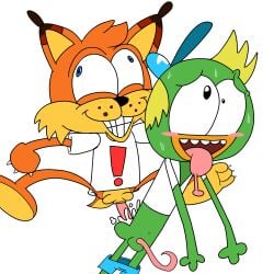 1:1 anal anatid anatomically_correct anatomically_correct_genitalia anatomically_correct_penis animal_genitalia animal_penis anseriform anthro avian balls beak bird blush bobcat bodily_fluids bottomless bottomwear bottomwear_down breadwinners bubsy_(series) bubsy_bobcat claws clothed clothed_sex clothing crossover derp_eyes digital_media_(artwork) drooling duck duo feathers feet felid feline fur genital_fluids genitals green_body hair hat headgear headwear hi_res knot lynx male male/male male_penetrated male_penetrating mammal multicolored_body nickelodeon orange_body paws penetration penis saliva sex simple_background svenniehoek swaysway teeth tongue tongue_out toony toothed_beak topwear two_tone_body what what_has_science_done why yellow_body yellow_fur zoskylicious