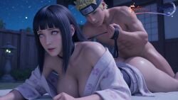 1boy 1girl1boy ai_generated animated couple curvy cyw548 female huge_breasts hyuuga_hinata naruto prone_bone sex summer tagme video