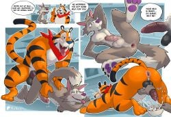absurd_res anal anal_penetration anthro anus ass_up balls big_penis bodily_fluids bowl butt canid canine canis cereal chip_the_wolf comic container cookie_crisp cum cum_in_bowl cum_in_container cumshot dipstick_tail doggystyle dripping duo ejaculation english_text erection fangs felid food from_behind_position frosted_flakes genital_fluids genitals glans handjob hi_res humanoid_genitalia humanoid_penis kellogg's kerchief male male/male mammal markings mascot mindnaughty muscular muscular_anthro muscular_male neckerchief neckwear nude pantherine pawpads penetration penile penile_penetration penis penis_in_ass penis_milking precum precum_drip pull_out purple_nose purple_pawpads red_kerchief red_neckerchief sex speech_bubble striped_body stripes tail tail_markings teeth text tiger tony_the_tiger vein veiny_penis wolf