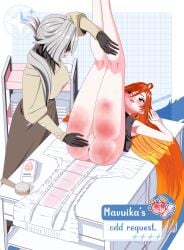 genshin_impact mavuika_(genshin_impact) arlecchino_(genshin_impact) diaper spanking_marks barkyhito open_diaper diaper_change