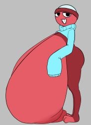 absurd_res big_breasts blue_clothing blue_shirt blue_topwear blushcrunch_studio breasts clothed clothing crop_top dandy's_world female gigi_(dandy's_world) half-closed_eyes hi_res huge_breasts hyper hyper_breasts long_sleeves narrowed_eyes nipples pantsless puffy_nipples shirt slimeation solo sweater toon_(dandy's_world) topwear turtleneck