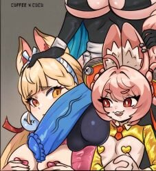 1futa 2girls absurdres ahegao alice_thymefield animal_penis apron ass bikini blonde_hair blue_hair blush bow braid breasts breasts_out coffeexcoco ears_up fellatio futa_with_female futanari grabbing_another's_hair hair_bow hair_ornament hair_ribbon heterochromia highres holding_another's_hair horse_penis huge_breasts imminent_penetration impregnation large_penis maid maid_apron maid_bikini maid_headdress multiple_girls oral penis pink_eyes pink_fur pink_hair rabbit rabbit_ears rabbit_girl rabbit_tail red_eyes reverse_bunnysuit reverse_outfit ribbon swimsuit testicles thick_thighs thighhighs thighs tongue tongue_out unconventional_maid wide_hips yellow_eyes zenless_zone_zero zhao_(zenless_zone_zero) akeno_(itsnafulol) anthro human_on_anthro