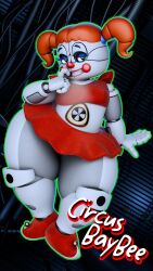 1girls 2026 3d 3d_(artwork) 3d_render animatronic animatronic_female animatronic_girl baby_(fnafsl) background big_breasts breasts circus_baby circus_baby_(fnaf) circus_baybee_(jordevoir) eyes female female_only five_nights_at_freddy's five_nights_at_freddy's:_sister_location green_eyes hair jordevoir orange_hair red_skirt robot robot_girl scottgames sister_location smile smiling solo solo_female thick_thighs white_body