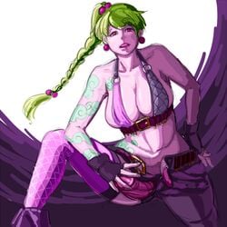 1futa bimbo breasts cleavage cosplay erection eva_(neone-x) futa_only futa_sans_balls futanari green_hair intersex jinx_(league_of_legends)_(cosplay) large_breasts large_penis league_of_legends neone-x penis solo tattoo uncensored