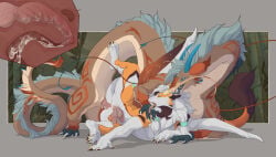 anal anal_knotting anal_penetration bodily_fluids cum cum_in_ass cum_inside dawn_(dawn2949) dominant dragon duo eastern_dragon feral feral_on_feral fur furred_dragon furred_scalie genital_fluids genitals hi_res internal kira_adelay knotting larger_dom male male/male multi_genitalia multi_penis mythological_creature mythological_scalie mythology penetration penis prostate scalie size_difference spooning tongue tongue_out x-ray_view