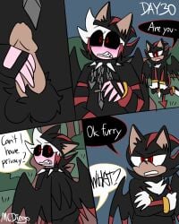 1boy ash_(ashdiary) balls boner bulge bulge_through_clothing bulge_under_clothes caught caught_in_the_act caught_masturbating caught_off_guard chains challenge cock collar comic comic_page comic_panel demon demon_wings devil dialog dialogue dialogue_box dialogue_bubble dick doom_wings edgy emo emo_boy exhibition exhibitionism exhibitionist fur furry fursuit goth goth_boy hairy hairy_balls hairy_body hairy_male male male_only mcdiego no_nut_november oc original original_character outdoor_nudity outside penis public rubbing rubbing_penis sega shadow_the_hedgehog shadow_the_hedgehog_(cosplay) skinsuit solo sonic_(series) sonic_the_hedgehog_(series) speech speech_bubble spiked_collar stroke stroking stroking_cock stroking_penis tail text text_box text_bubble transformation wings