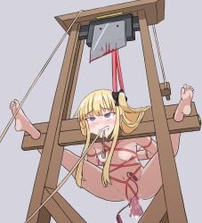 1girls abducted arms_behind_back ass bangs barefoot before_death blonde_female blonde_hair blondie blood blue_eyes blush bondage breasts captive captured crying dildo dildo_in_pussy dildo_insertion drool drooling erotic execution exposed exposed_breasts exposure feet female female_focus female_only fetish forced guillotine guro heart heart-shaped_pupils helpless hostage imminent_death kidnapped kinky legs_spread long_hair naked naked_female nipple_piercing nipples nude nude_female oc original original_character peril pierced_nipples piercings predicament predicament_bondage punishment pussy restrained rodoa rope rope_bondage ropes sexy simple_background small_breasts snuff soles solo spread_legs spreaded_legs sweat sweatdrop sweating sweaty sweaty_body tagme tears thighs toes torture tortured tortured_female vaginal_fluids vaginal_insertion vaginal_juices very_long_hair vibrator vulnerable