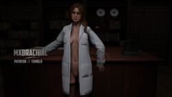 3d artist_signature blue_eyes caucasian cleavage covered_breasts female female_only francesca_de_santis hitman hitman_(2016) indoors labcoat light-skinned_female light_skin long_hair mxbrachial naked_coat naked_labcoat navel no_bra no_panties no_underwear open_clothes open_coat patreon red_hair shaved_pussy small_breasts solo solo_female thighhighs tumblr