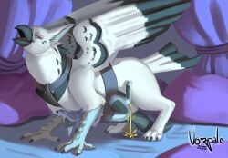 2025 ambiguous_gender anthro anthro_on_feral avian beak belly_riding big_dom_small_sub bodily_fluids bound canid canine canis character_request digital_media_(artwork) digital_painting_(artwork) dominant duo feral furry genital_fluids gryphon harness hi_res looking_pleasured male male/male mammal mythological_avian mythological_creature mythology painting_(artwork) peeing peeing_inside pillow size_difference snowyalkis urine urine_in_ass vorpale watermark watersports wings wolf zoophilia