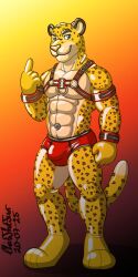 1:2 2025 5_fingers abs animate_inanimate anthro arm_strap artist_name barefoot beckoning bedroom_eyes biceps biped blue_eyes bondage_gear broad_shoulders brown_spots bulge chest_harness christhefurr clothing countershade_face countershade_torso countershading cuff_(restraint) dated detailed_bulge digitigrade dipstick_tail feet felid feline fingers fist gesture glistening glistening_body gradient_background harness head_tuft inflatable inflation_valve latex latex_arm_strap latex_body latex_clothing latex_creature latex_cuffs latex_harness latex_underwear leopard living_inflatable living_pool_toy looking_at_viewer male mammal markings multicolored_body muscular muscular_anthro muscular_male narrowed_eyes orange_background pantherine paws pecs pink_nose restraints rizzo seductive shaded signature simple_background smile snout solo spots spotted_markings standing tail tail_markings tan_body text tight_underwear tuft two_tone_body underwear wrist_cuffs yellow_body