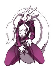 alien anthro anus breasts clothing crotchless female fluffy fluffy_tail genitals horny_(disambiguation) looking_pleasured mammal mochoromatic multi_breast multi_nipple nipples open_mouth prometheuzone pussy sketch small_breasts solo spread_legs spreading white_background