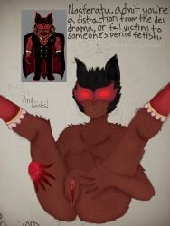 1boy artist_request bat black_hair blood brown_fur forsaken_(roblox) fur joke_art menstruation nosferatu_(forsaken) nude red_eyes reference_image roblox roblox_game robloxian tagme the77 vampire