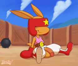 2017 animated anthro balls big_balls big_penis chipple dawmino erection flaccid getting_erect huge_balls huge_cock humanoid_penis klonoa_(series) long_penis loop male male_only mammal open_mouth penis precum precum_drip sitting solo throbbing