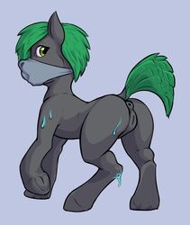 2017 anthro anus ass ball_gag equine female feral gag goo green_hair hooves horse ivory-raven mammal nude pony pussy ryukishi simple_background solo