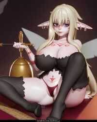 1girls 3d 4:5 aloe_(ishuzoku_reviewers) animated areola_slip areolae back back_view big_breasts blinking bouncing_breasts breasts cleavage ear_piercing earrings elf_ears fairy fairy_wings female female_only footwear green_hair hair half-closed_eyes heels high_heels holding_object huge_breasts ishuzoku_reviewers long_hair nails pointy_ears purple_eyes red_thong revealing_clothes rushzilla shorter_than_10_seconds shortstack skimpy skimpy_clothes smoke smoking_pipe solo solo_female tagme tattoo tattoos thighhighs thong turntable_(animation) vertical_video video wings